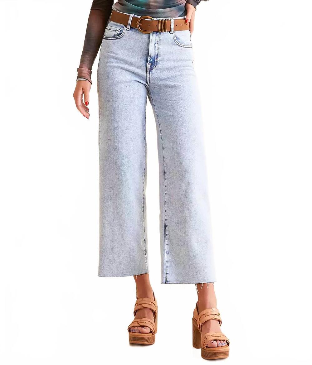 NEW HIDDEN nori high rise cropped wide leg jean in blue
